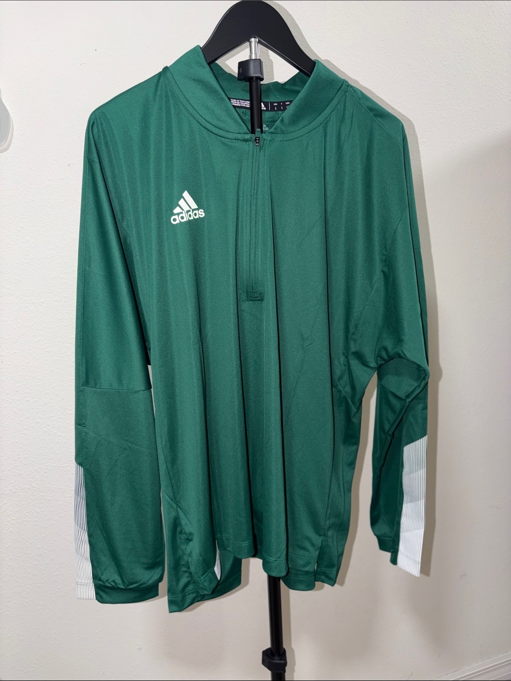 adidas Green Quarter-Zip Training Top with White Accents